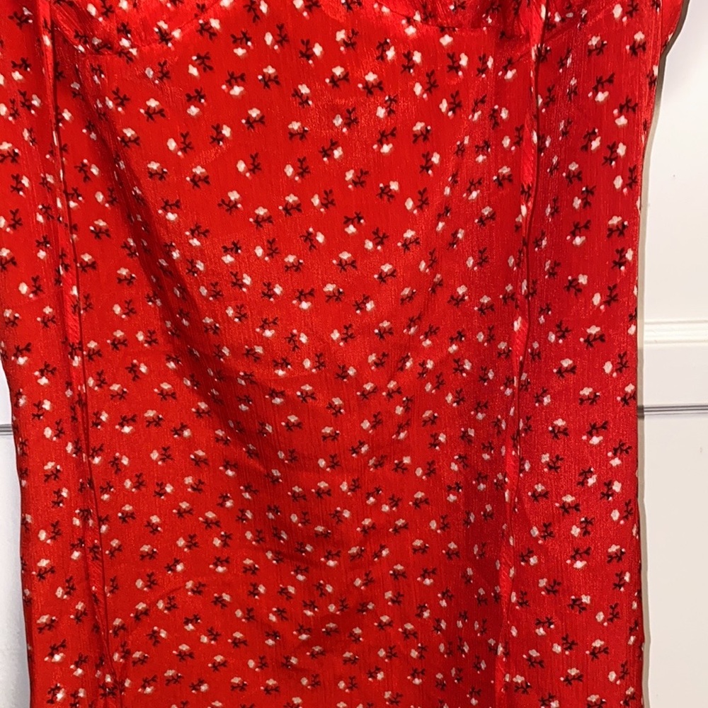 Red Floral Large Off The Shoulder Red Mini Dress - Picture 9 of 15